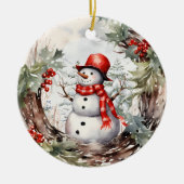 Kerstwinter Snowman Keramisch Ornament (Voorkant)