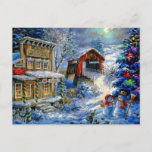 Kerstwinter Snowman Scene Feestdagenkaart<br><div class="desc">Kerstwinter Snowman Scene.</div>