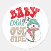 Kerstwinter Snowman-Sticker Ronde Sticker (Voorkant)