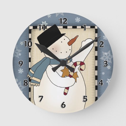Kerstwinter Snowman Wishes Ronde Klok (Voorkant)