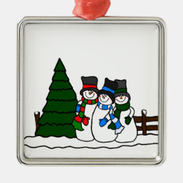 Kerstwinter Snowmen Friends Metalen Ornament