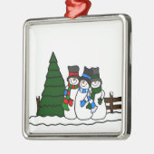 Kerstwinter Snowmen Friends Metalen Ornament (Links)