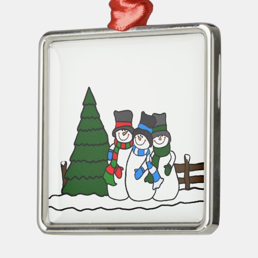 Kerstwinter Snowmen Friends Metalen Ornament (Links)