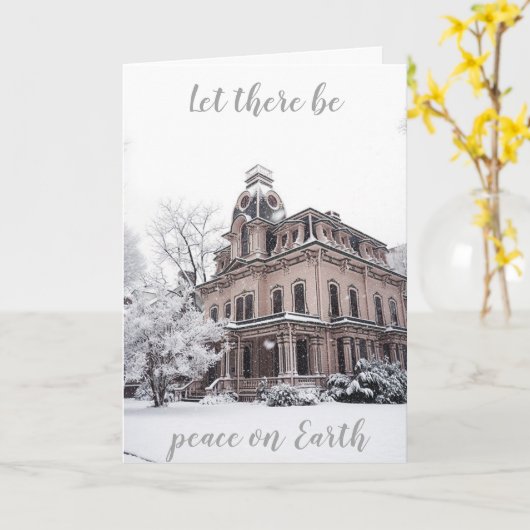 Kerstwinter Snowy Historic Architecture Kaart (Gele Bloem)