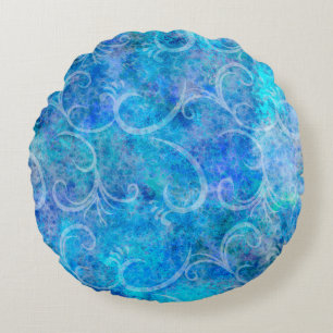 Kerstwinter Storm Victoriaans Filigree Swirls B Rond Kussen