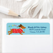 Kerstwinter teckel hond etiket (Insitu)