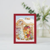 Kerstwinter Teddy Bear Feestdagenkaart (Staand voorkant)