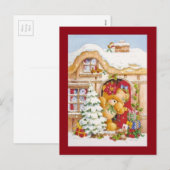 Kerstwinter Teddy Bear Feestdagenkaart (Voorkant / Achterkant)