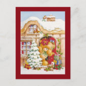 Kerstwinter Teddy Bear Feestdagenkaart (Voorkant)