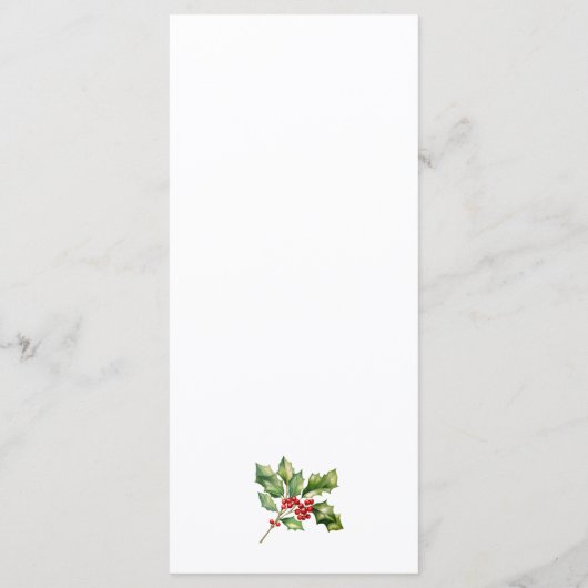 Kerstwinter thema Holly Spring Flat Menu (Achterkant)