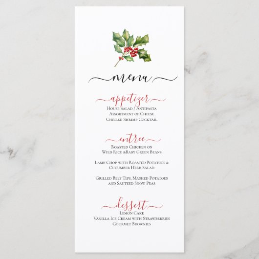 Kerstwinter thema Holly Spring Flat Menu (Voorkant)
