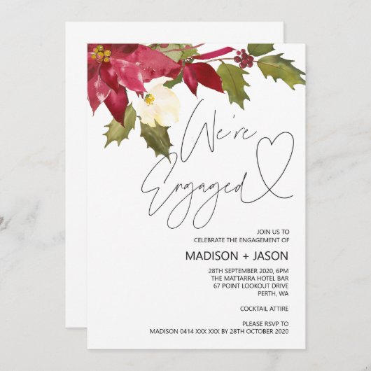 Kerstwinter Verloving Kaart (Voorkant / Achterkant)