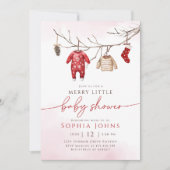 Kerstwinter vrolijk klein Baby shower Kaart (Voorkant)