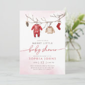 Kerstwinter vrolijk klein Baby shower Kaart (Staand voorkant)