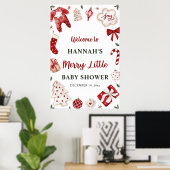 Kerstwinter Vrolijk klein Baby shower Welkom Poster (Thuiskantoor)