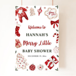 Kerstwinter Vrolijk klein Baby shower Welkom Poster