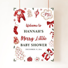 Kerstwinter Vrolijk klein Baby shower Welkom Poster