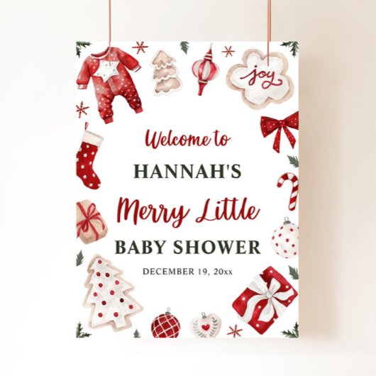 Kerstwinter Vrolijk klein Baby shower Welkom Poster