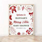 Kerstwinter Vrolijk klein Baby shower Welkom Poster