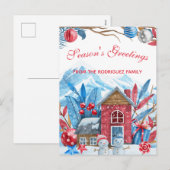 Kerstwinter Waterverf geluk Feestdagenkaart (Voorkant / Achterkant)