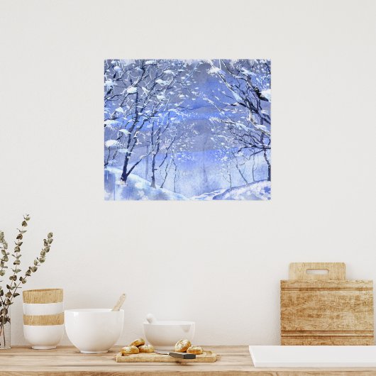 Kerstwinter Waterverf Poster voor het schilderen v (Keuken)