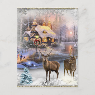 Kerstwinter Wilderness Cottage Feestdagenkaart
