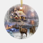 Kerstwinter Wilderness Cottage Keramisch Ornament (Voorkant)