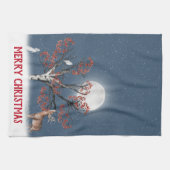 Kerstwinter Wildlife met maan Theedoek (Horizontaal)