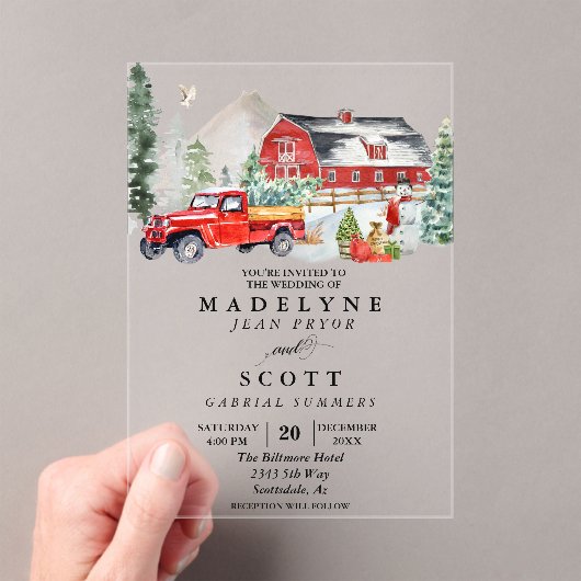 Kerstwinter wintersneeuwballandhuwelijk acryl uitnodigingen (Insitu (Draagbaar))