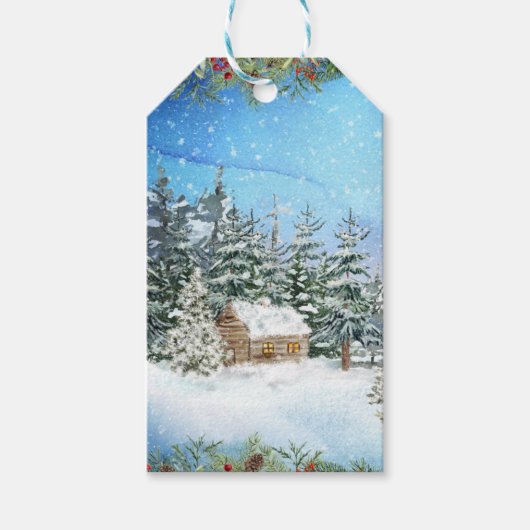 Kerstwinter Wonderland Cadeaulabel (Voorkant)