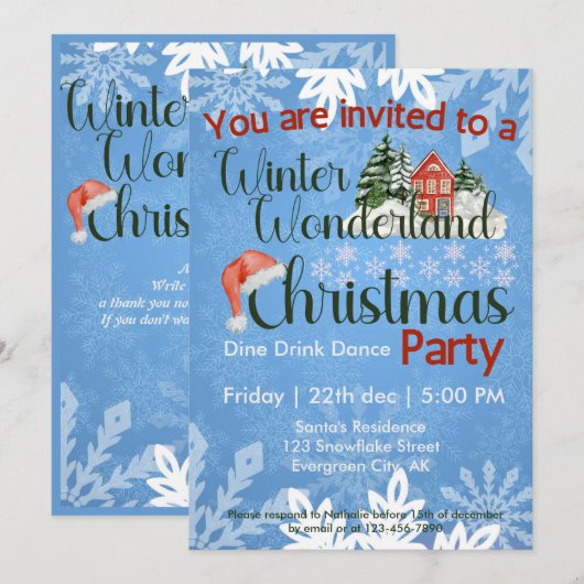 Kerstwinter Wonderland Corporate Party Kaart (Voorkant / Achterkant)