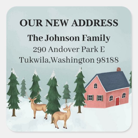 Kerstwinter Wonderland Moving Vierkante Sticker (Voorkant)