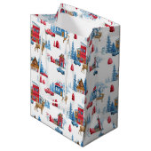 Kerstwinter Wonderland rendieren Medium Cadeauzakje (Voorkant Gekanteld)