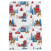 Kerstwinter Wonderland rendieren Medium Cadeauzakje (Achterkant)