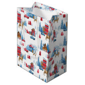 Kerstwinter Wonderland rendieren Medium Cadeauzakje (Achterkant Gekanteld)