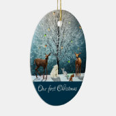 Kerstwinter Wonderland Wildlife Keramisch Ornament (Rechts)