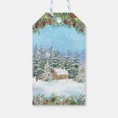 Kerstwinter Woodland Cabin Holiday Cadeaulabel (Achterkant)