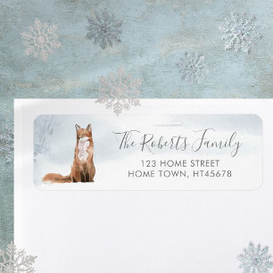Kerstwinter Woodland Scene Fox Etiket