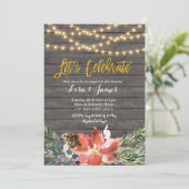 Kerstwinter Wreath Laten we uitnodiging vieren (Staand voorkant)