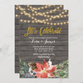 Kerstwinter Wreath Laten we uitnodiging vieren (Voorkant / Achterkant)