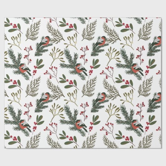 Kerstwinterbijkantoren, cadeaupapier (Vlak)