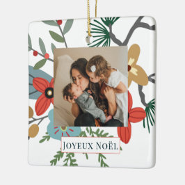 Kerstwinterbloemen Joyeux Noël Holiday Foto Keramisch Ornament