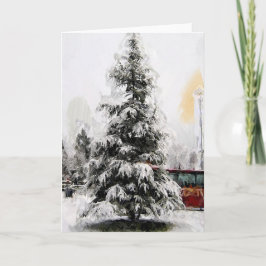 Kerstwinterboom Feestdagen Kaart