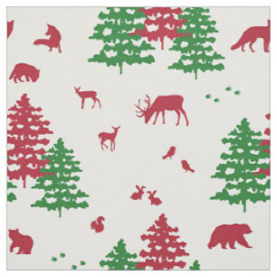 Kerstwinterbos Dieren Deer Fox Beer Stof