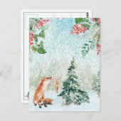 Kerstwinterbos Fox en Stag Scene Briefkaart (Voorkant / Achterkant)