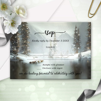Kerstwinterbruiloft RSVP-kaart Kaart