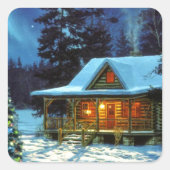 Kerstwintercabine Vierkante Sticker (Voorkant)
