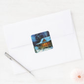 Kerstwintercabine Vierkante Sticker (Envelop)