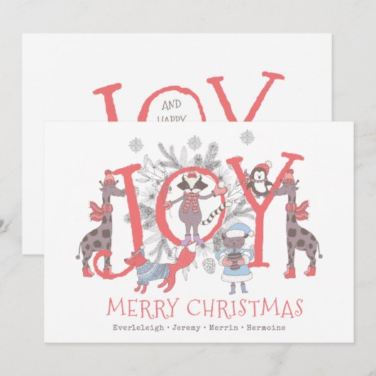 Kerstwinterdieren Feestdagenkaart (Voorkant / Achterkant)