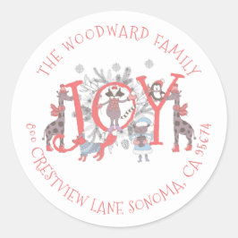 Kerstwinterdieren Holiday Classic Round Sti Ronde Sticker